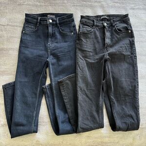 Zara 2 PCs Black and Dark Gray Denim Skinny Jeans, Size 2